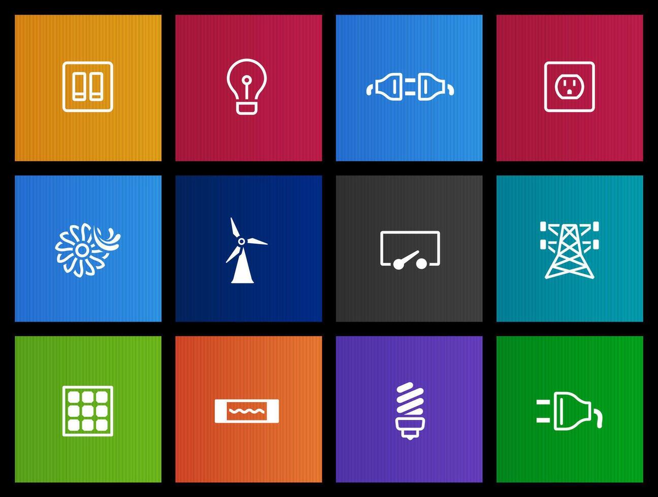 Electricity icons in Metro UI illustration vector
