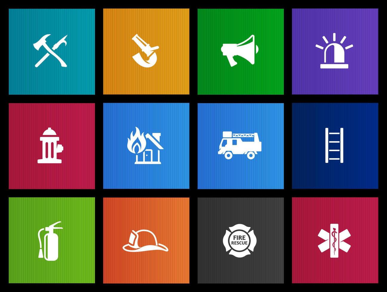 Fire fighter icons in Metro UI illustration vector