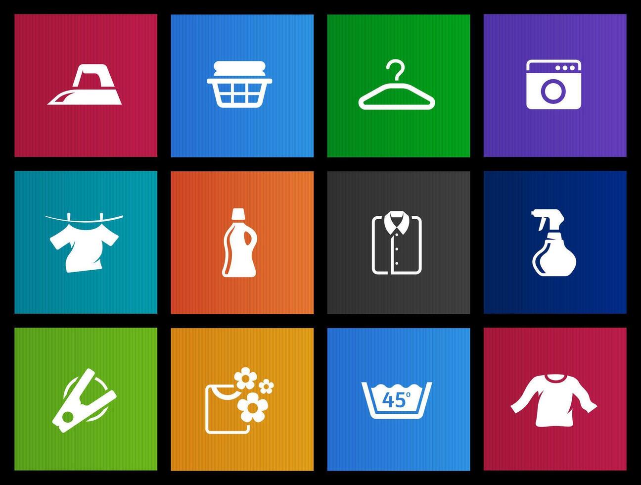 Laundry icons in Metro UI illustration vector