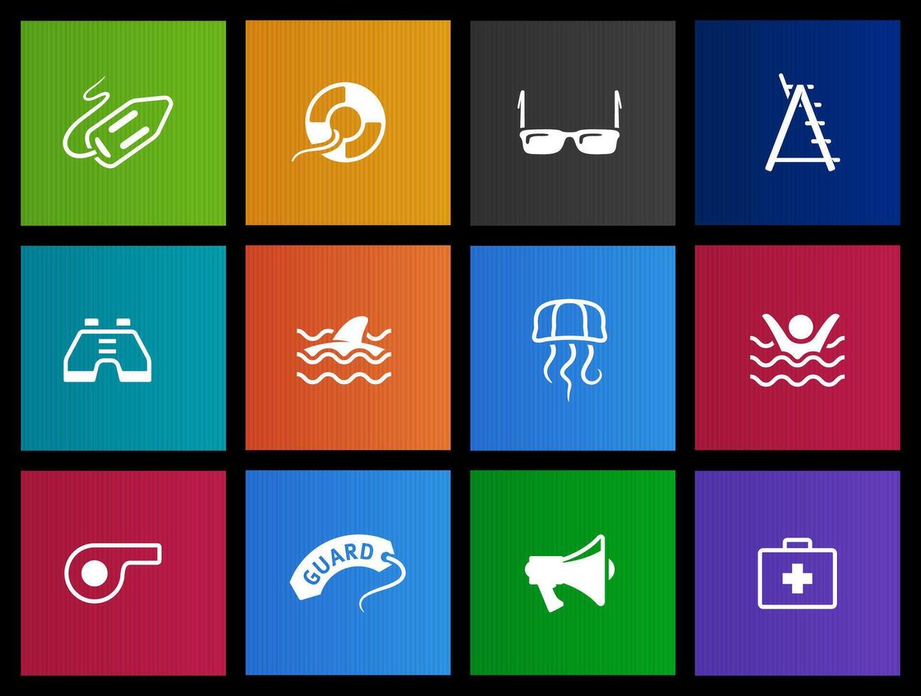 Lifeguard icons in Metro UI illustration vector