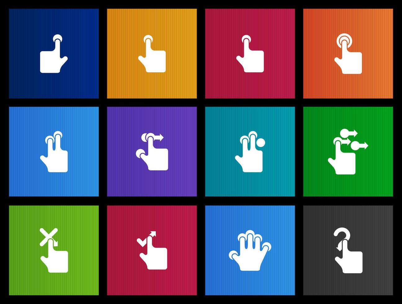 Touch pad gestures icons in Metro UI illustration vector