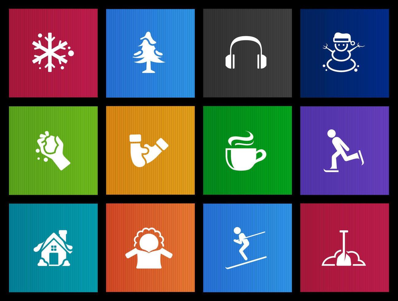 Winter icons in Metro UI illustration vector