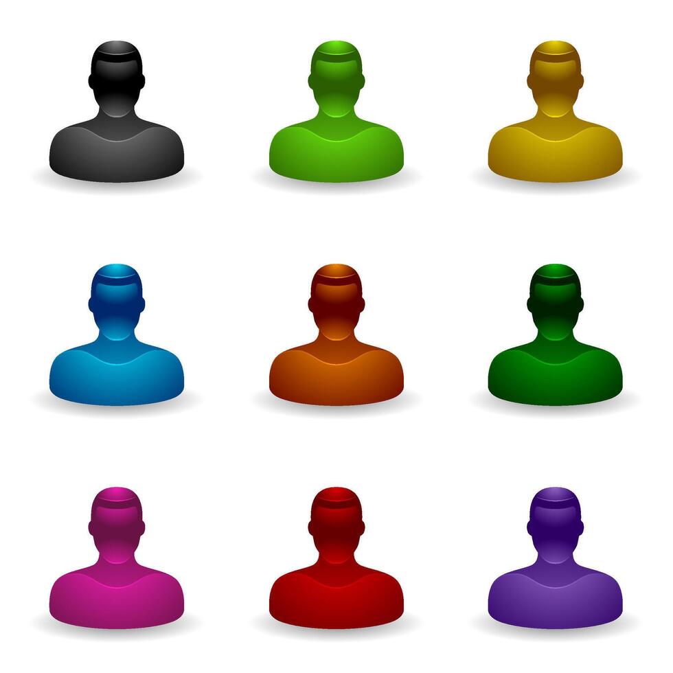 A set of user icons in 9 different colors illustration vector