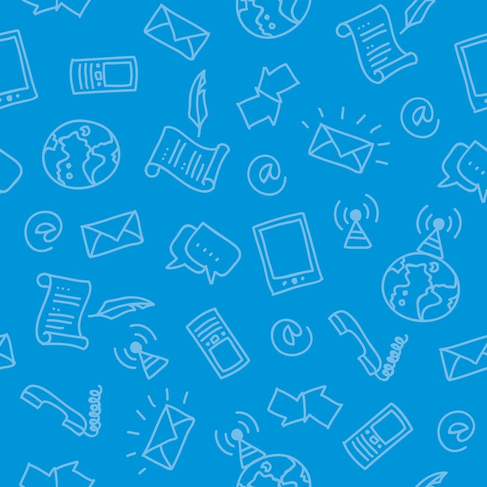 Seamless pattern of hand drawn communication symbols illustration vector