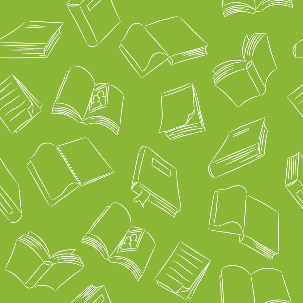 Seamless pattern of hand drawn books and papers illustration vector