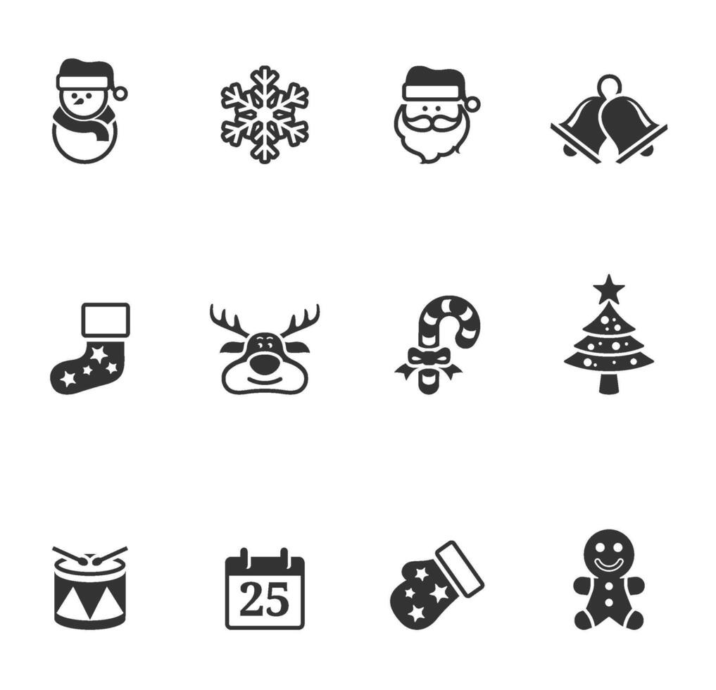 Christmas icon in black and white illustration vector