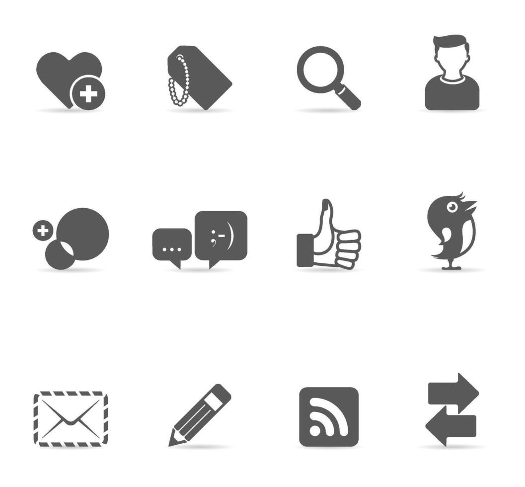 Social network icon set in black and white illustration vector
