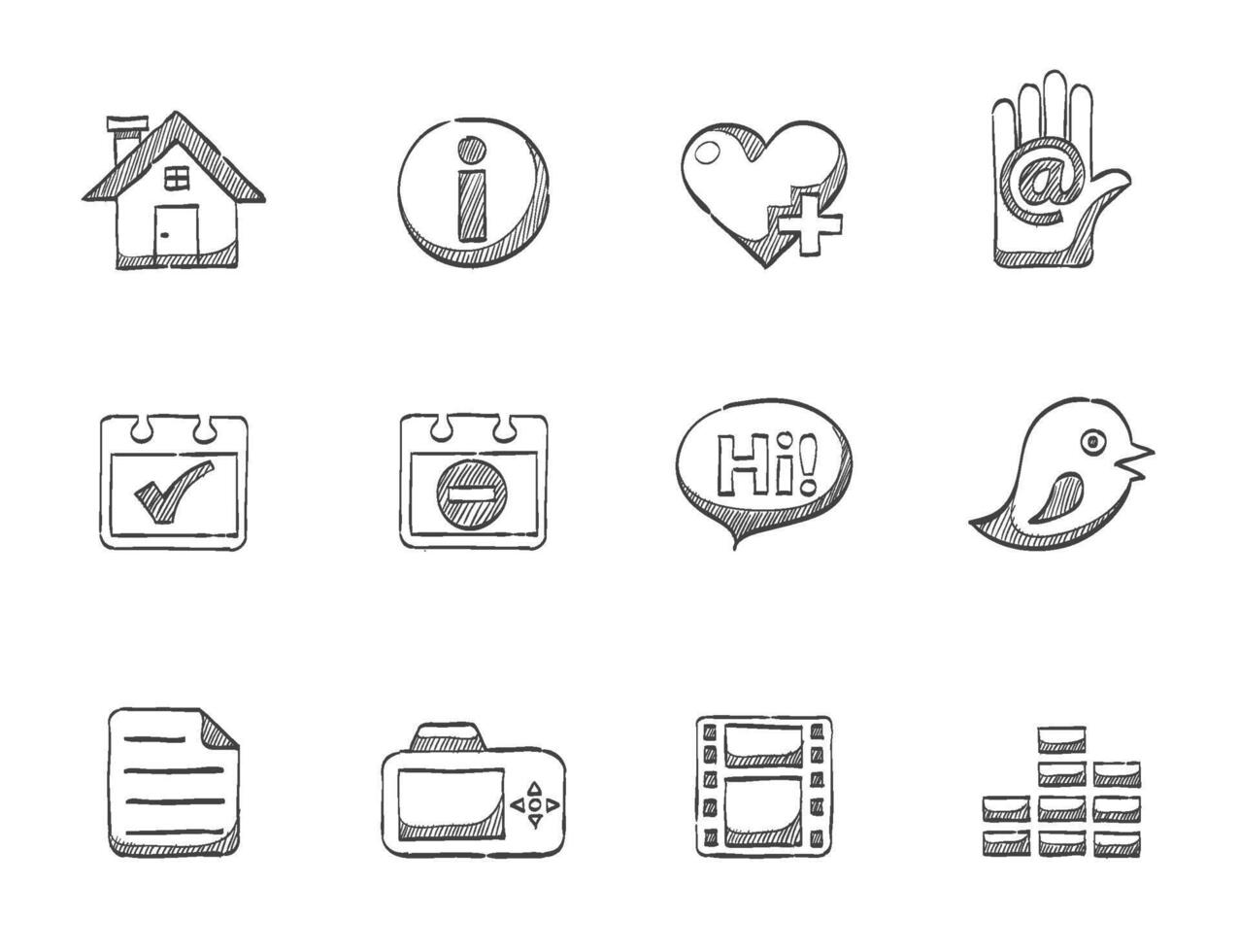 Personal website and portfolio icons hand drawn illustration vector