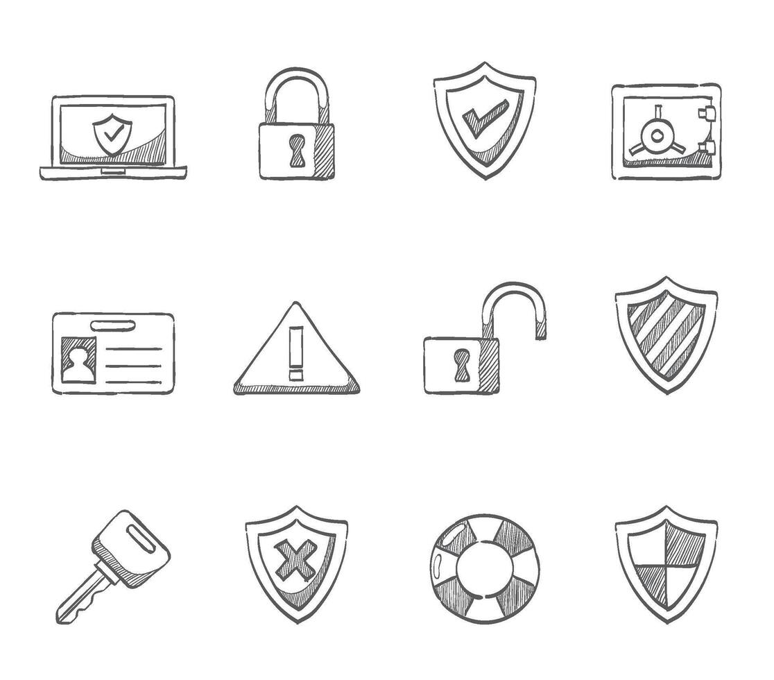 Security icon hand drawn illustration vector