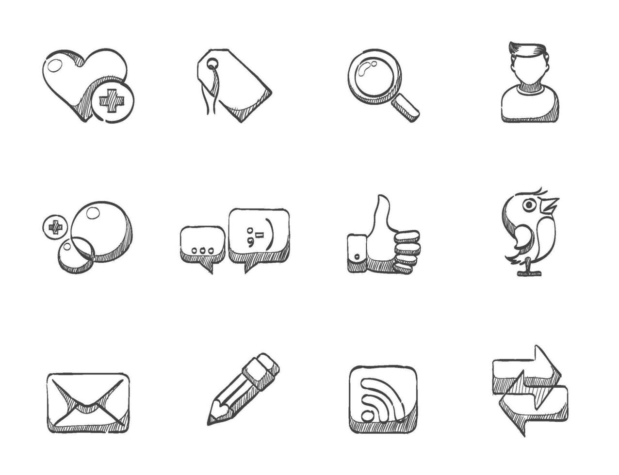Social network icon hand drawn illustration vector
