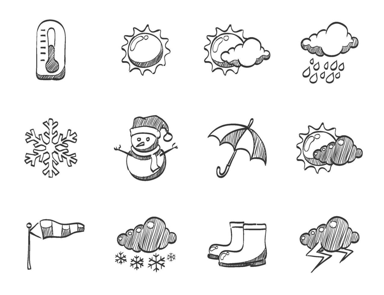 Weather icon hand drawn illustration vector