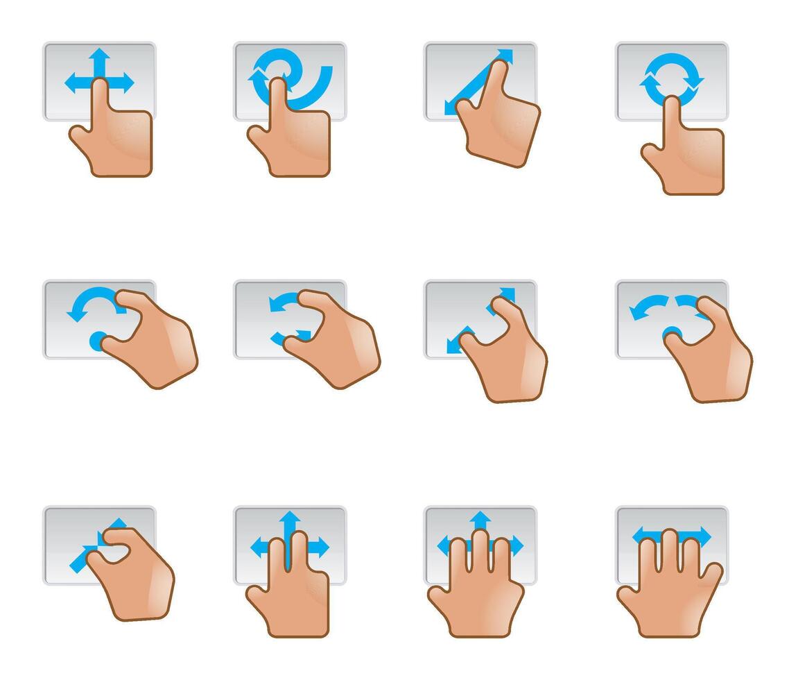 A set of hand icons on a trackpad illustration vector