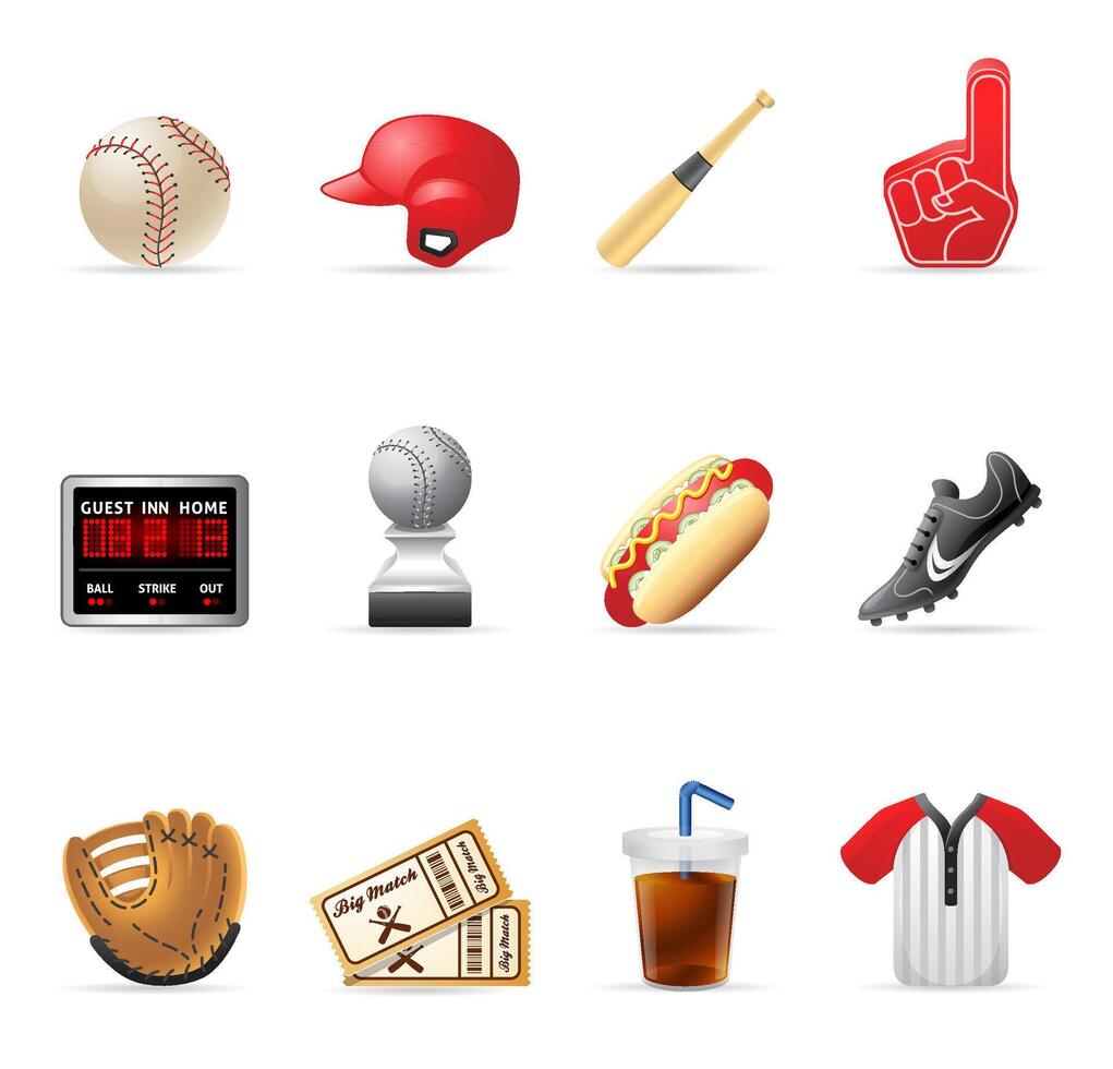 Baseball related icons illustration vector