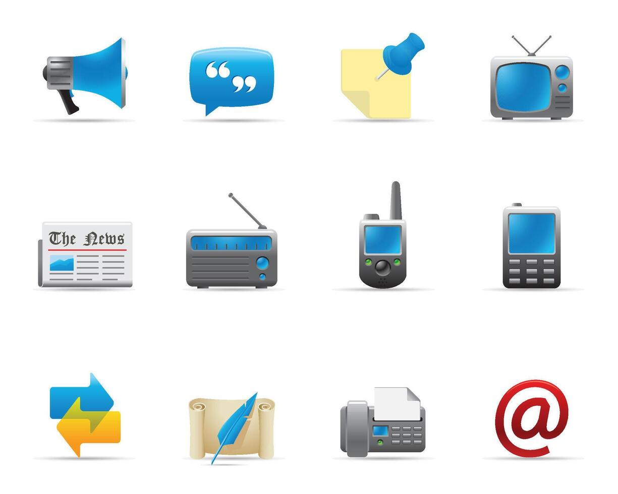 Communication icon set Color illustration vector