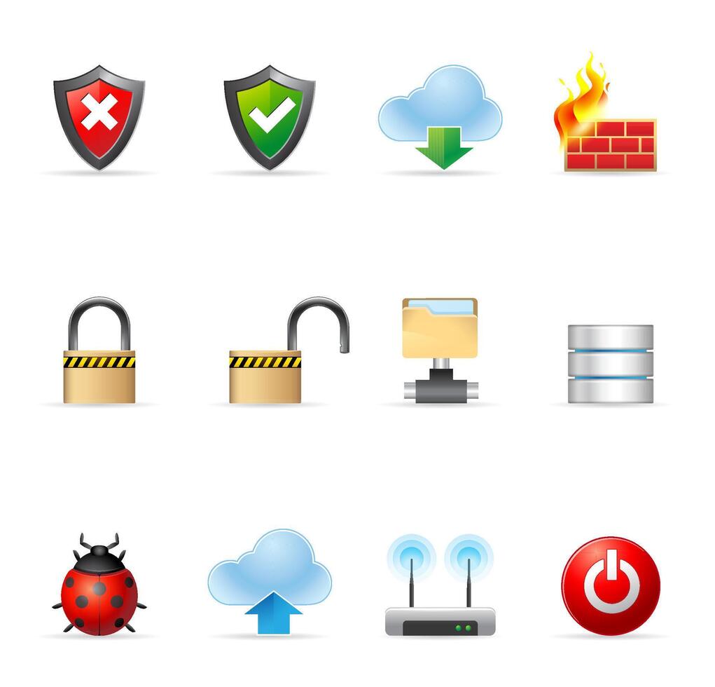 Computer network icon set illustration vector
