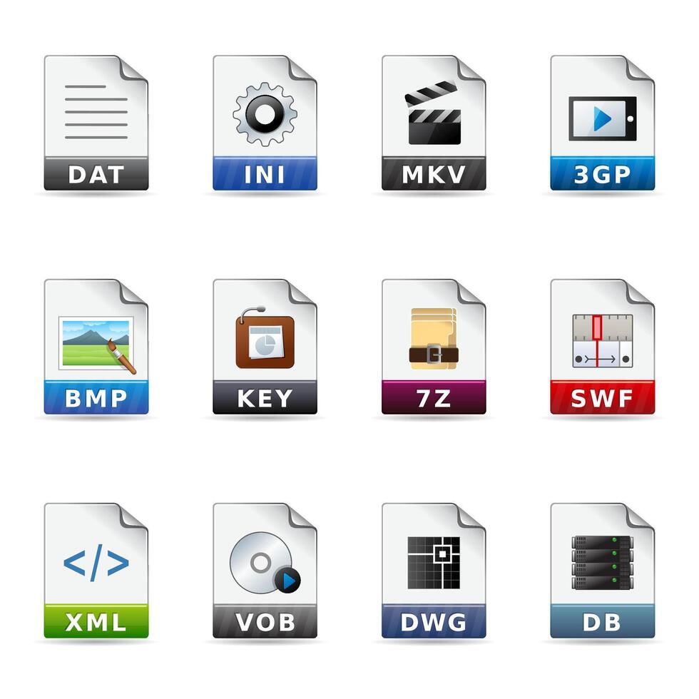 set of file formats icon set illustration vector