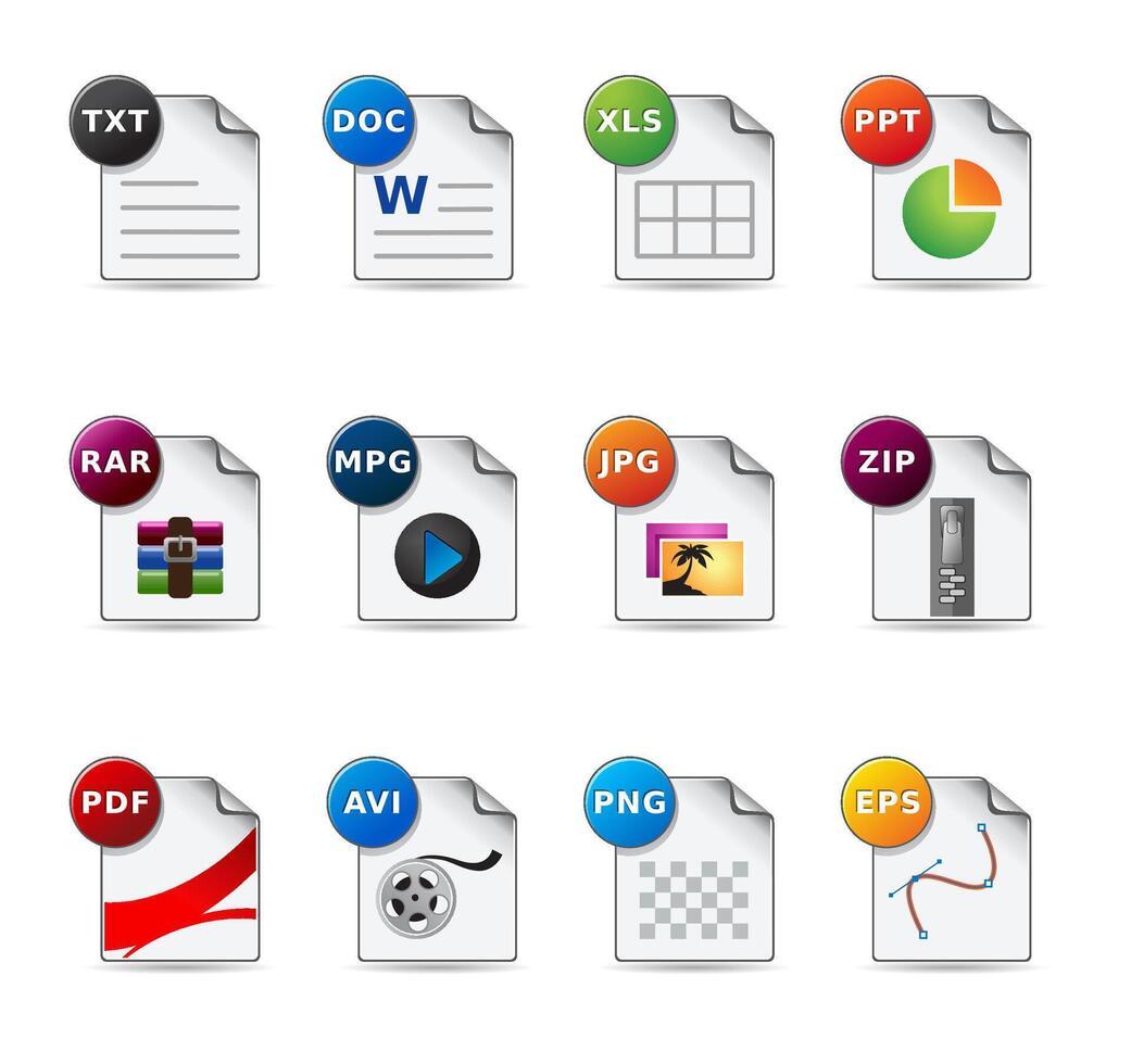 a set of file formats icon set illustration vector