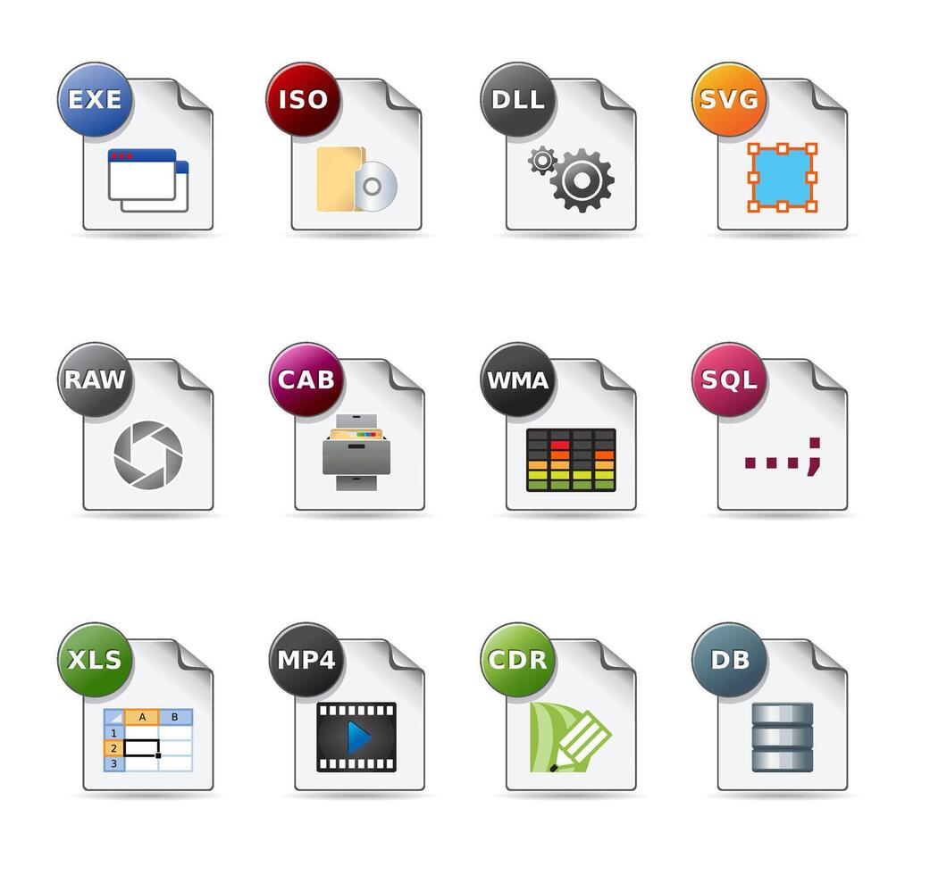 File formats icon set color illustration vector