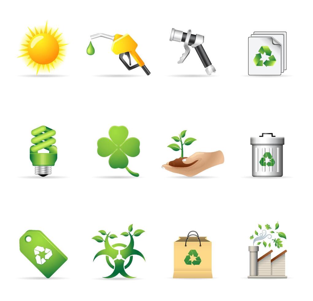 Environment icon set illustrations vector