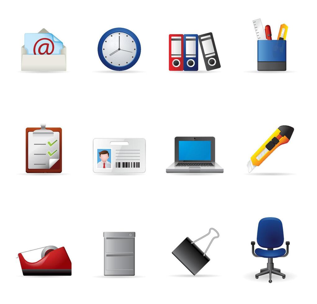More office icon set illustration vector