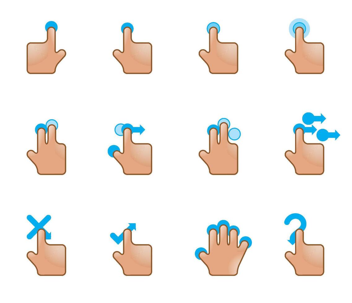 Touch gestures icon set illustration vector