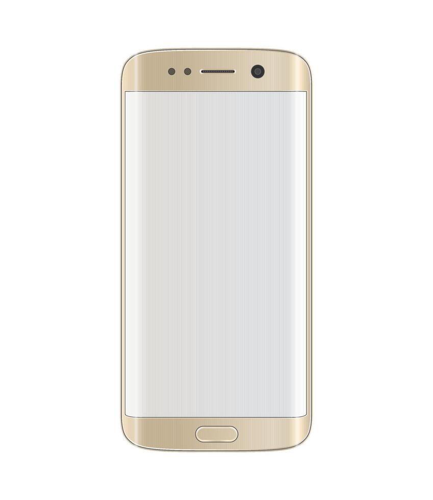Smart phone with edge display design. Gold platinum color with blank white display. vector