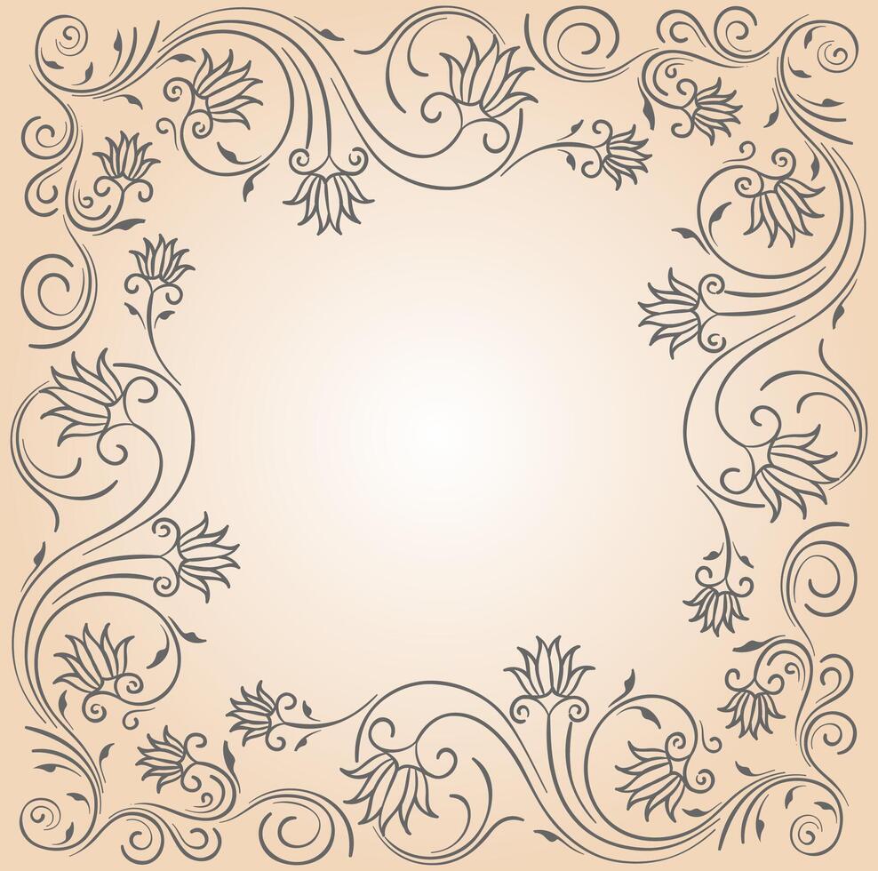 hand drawn floral ornament frame vector