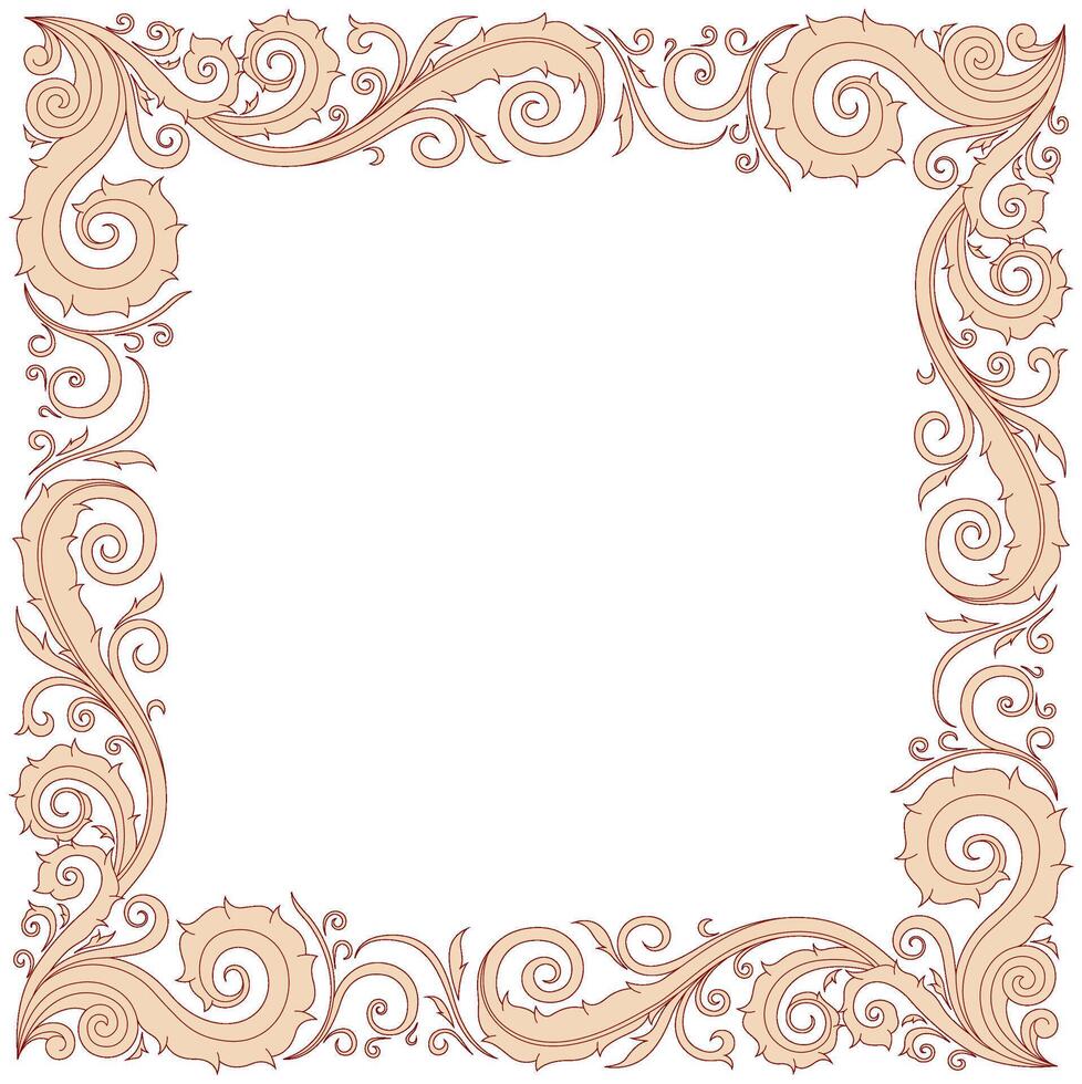 Floral ornament frame in red and cream with copy space vector