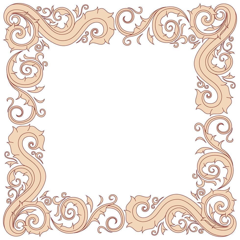 ornament frame in red and cream with copy space on the center. vector