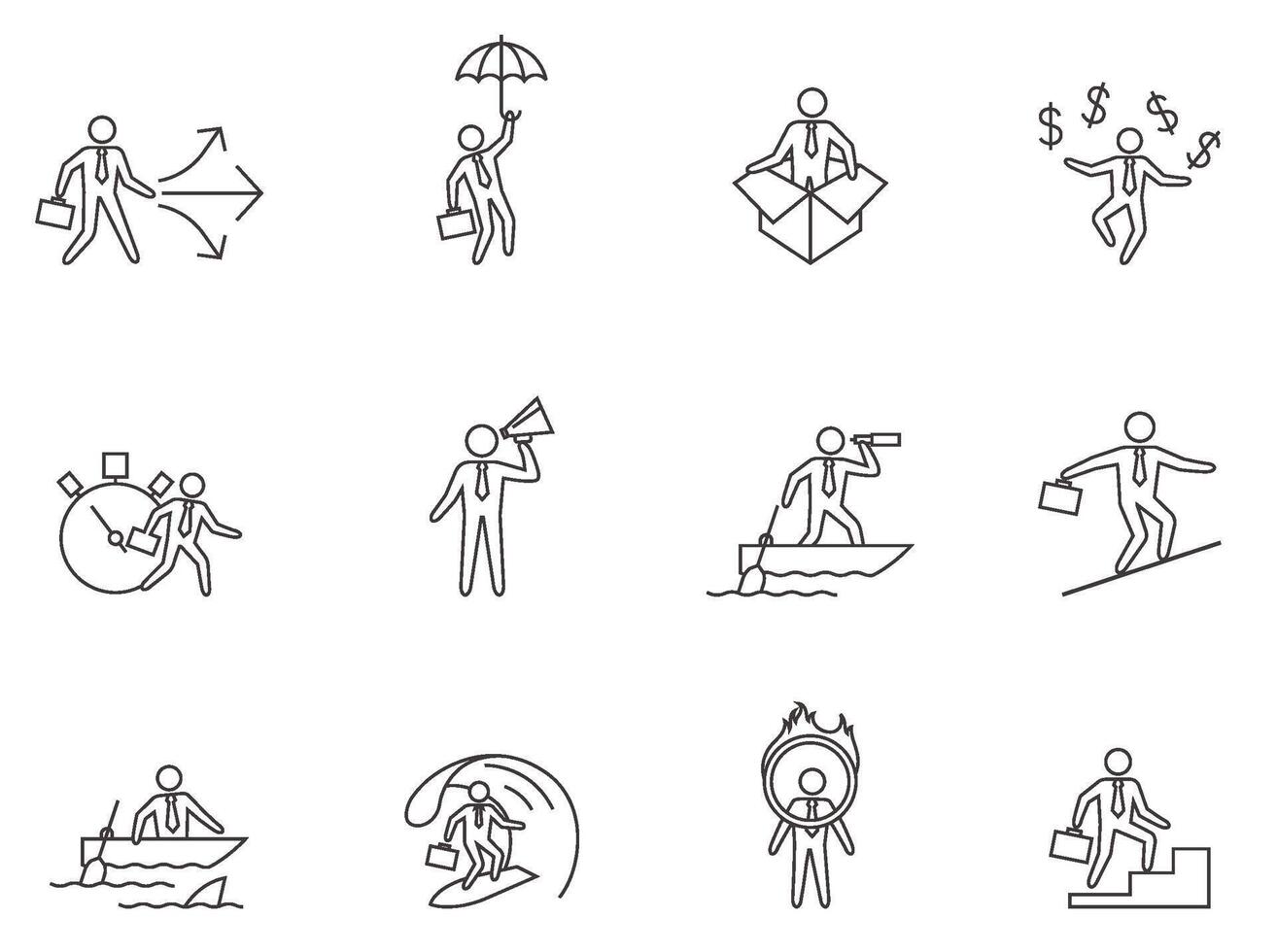 Businessman icons in thin outlines. illustration. vector