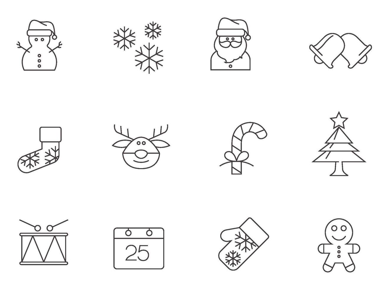 Christmas icon icon series in thin outlines. vector