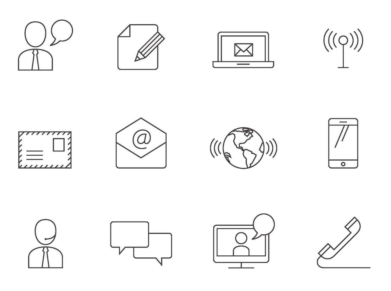 Communication icon series in thin outlines. illustration. vector