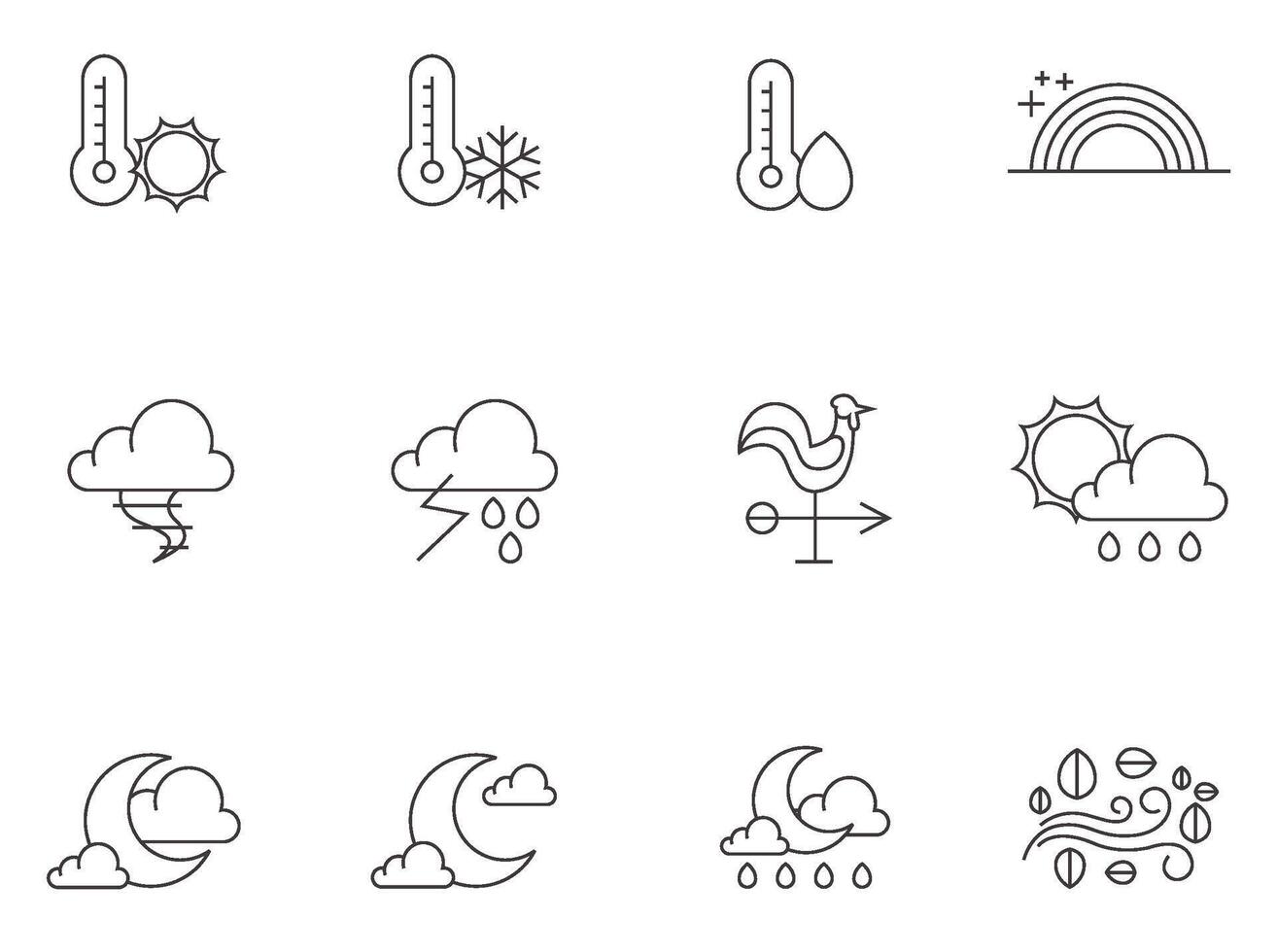 More weather icon series in thin outlines. illustration. vector