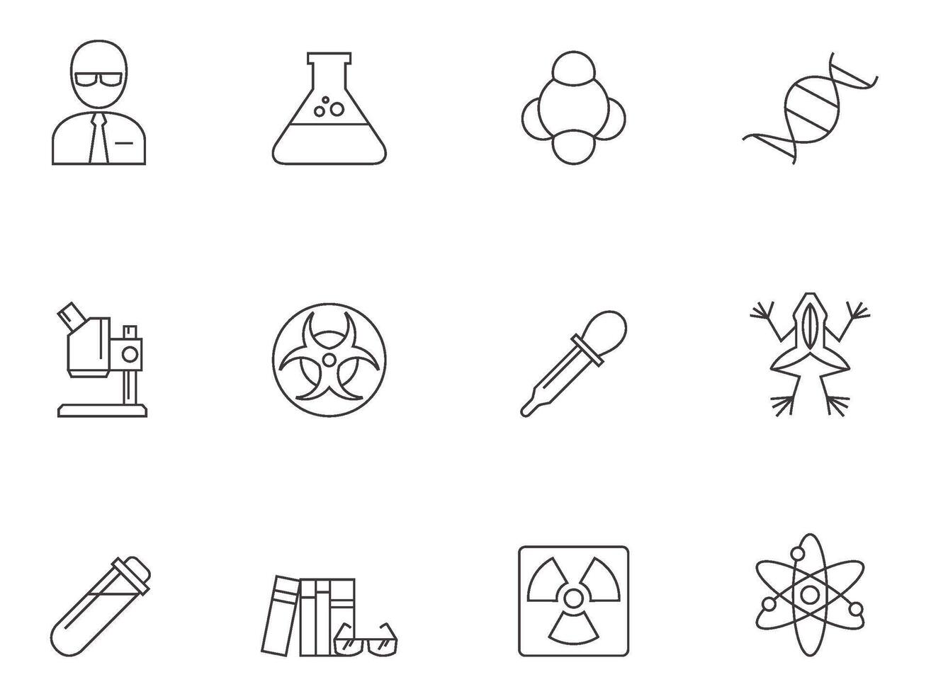 Science icons in thin outlines. illustration. vector