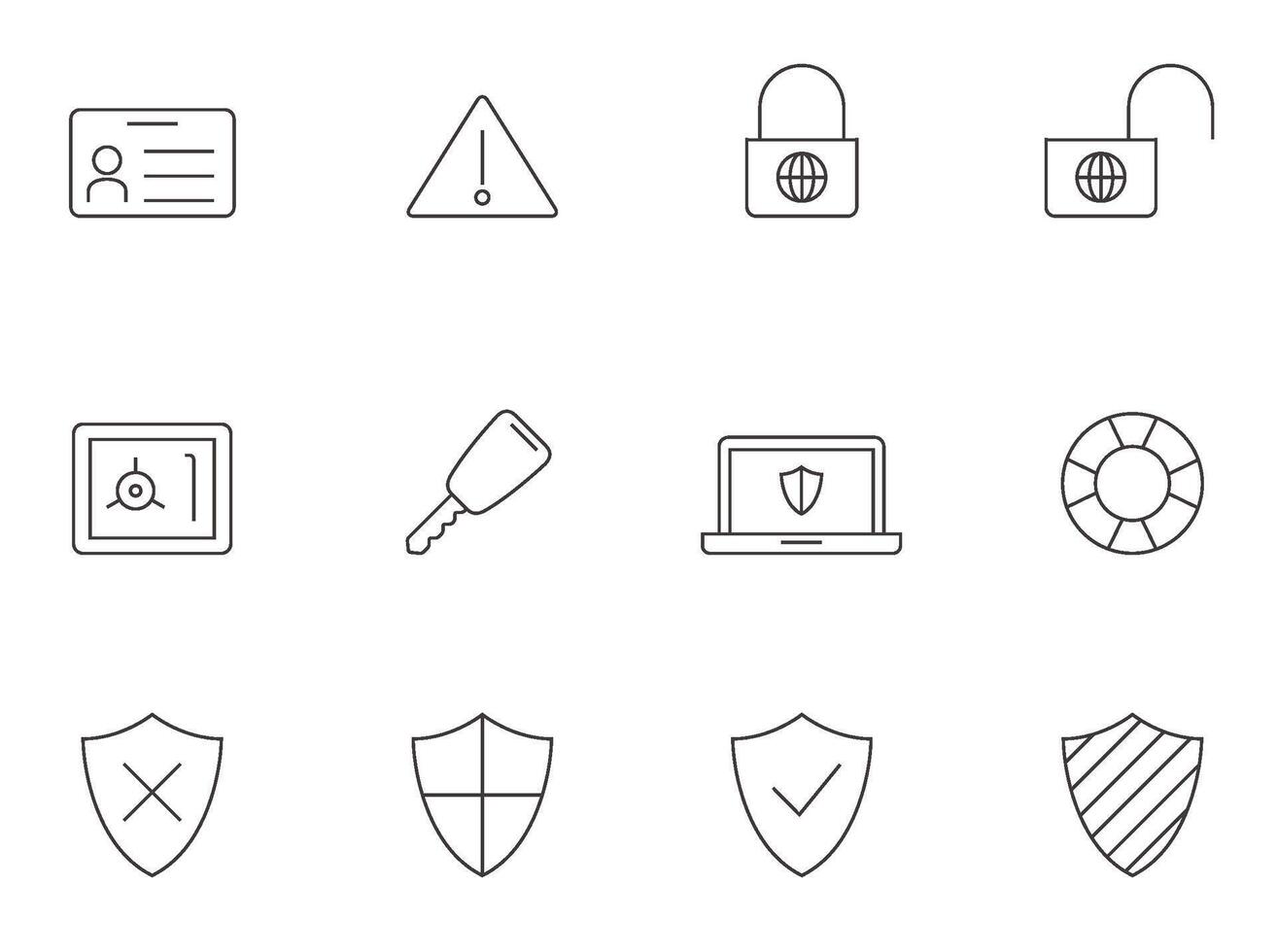 Security icon series in thin outlines. illustration. vector