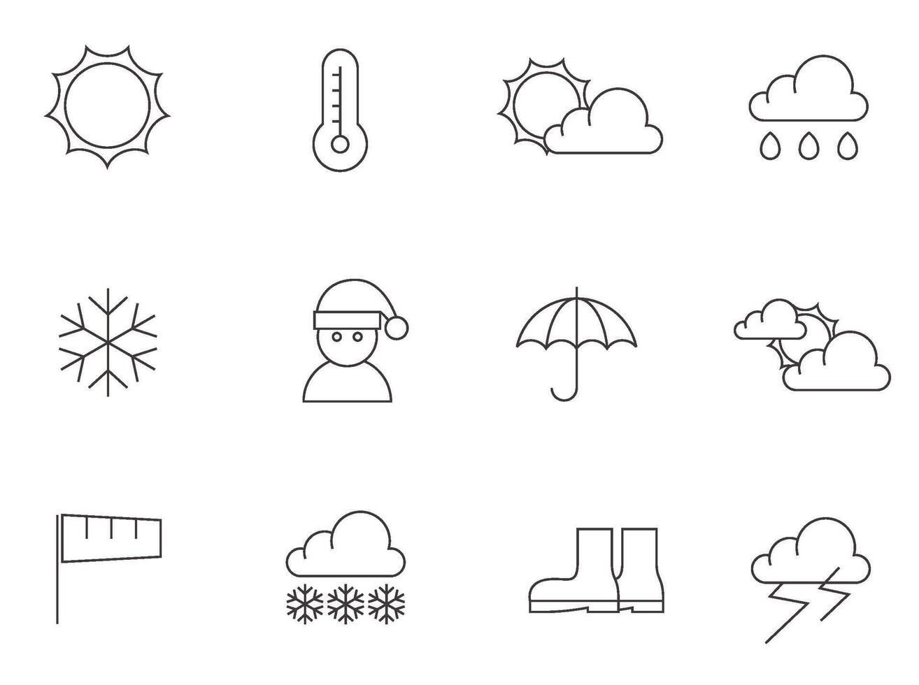 Weather icon series in thin outlines. illustration. vector