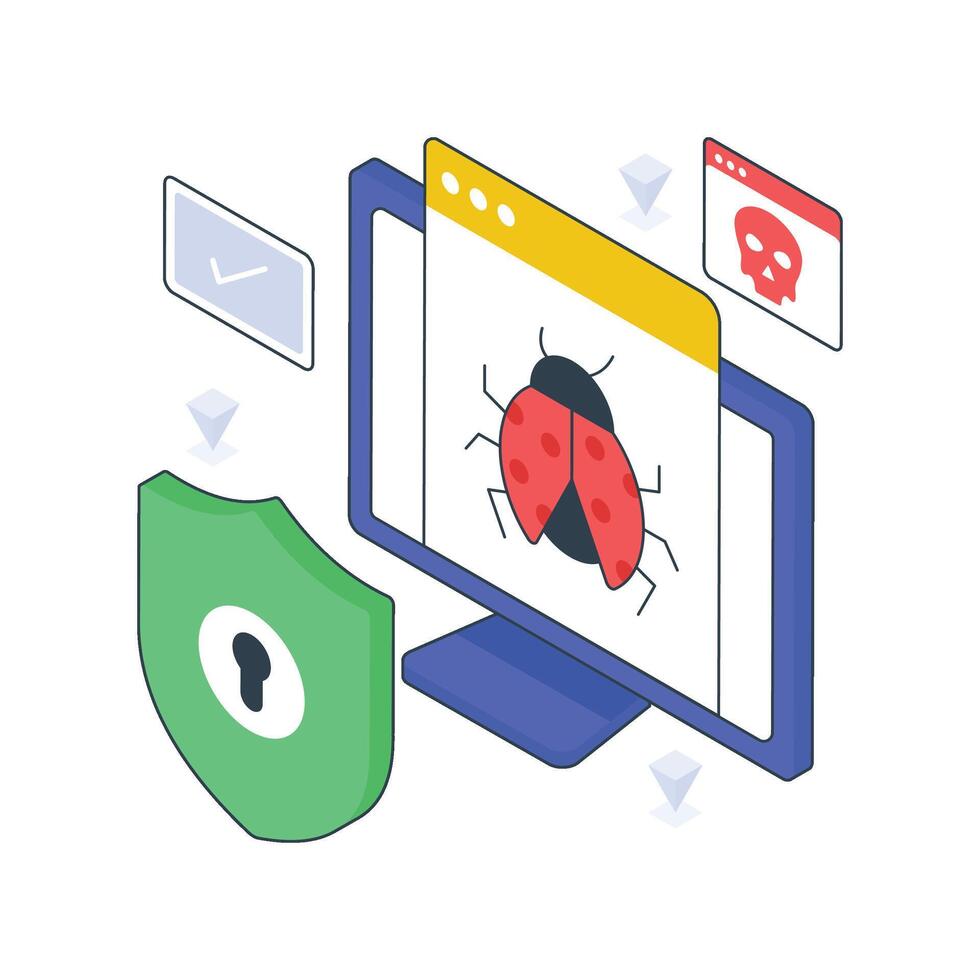 Web Antivirus isometric Colored illustration vector
