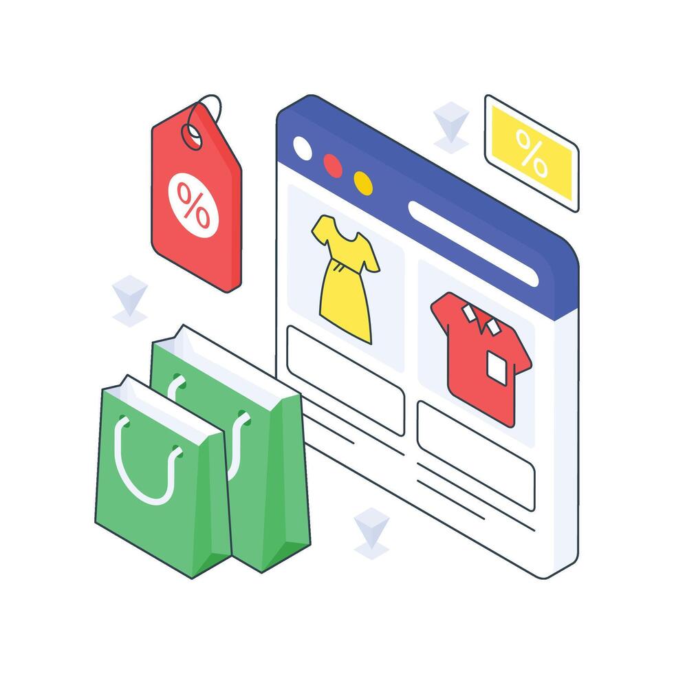 Shopping Website isometric Colored illustration vector