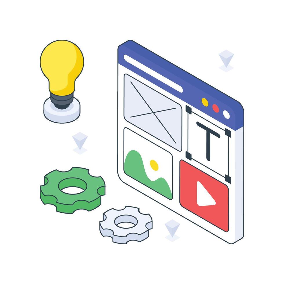 Ui Design user interface isometric Colored illustration vector