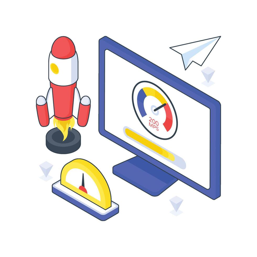 Speed Optimization isometric Colored illustration vector