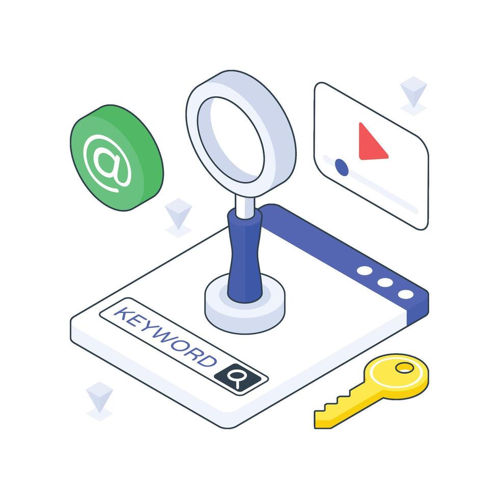 Keyword Search isometric Colored illustration vector