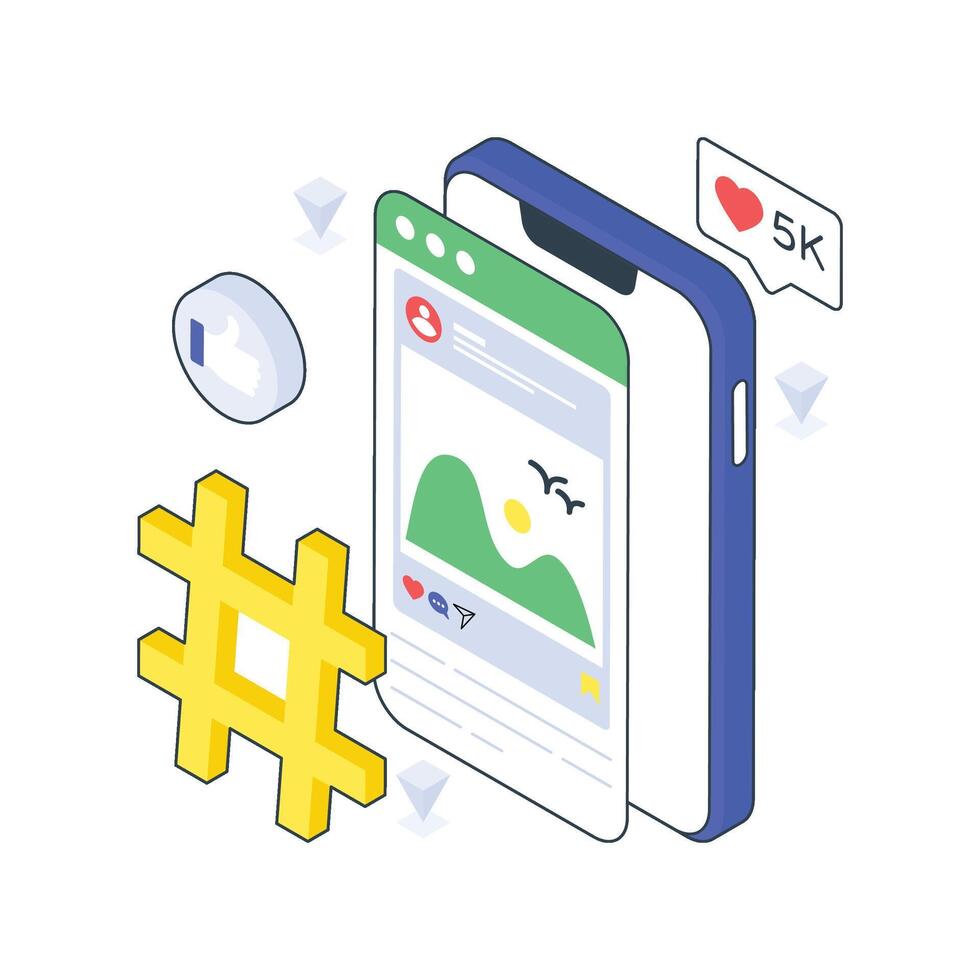 Social Web isometric Colored illustration vector