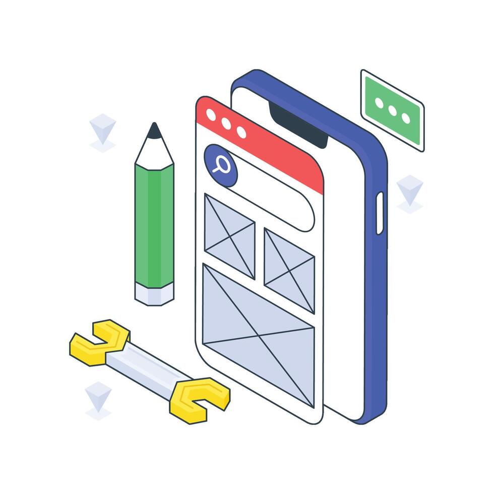 Mobile Web isometric Colored illustration vector