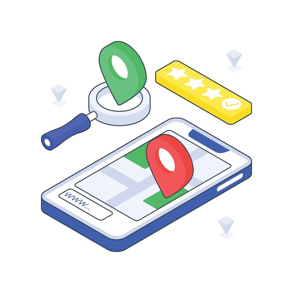 Local Seo isometric Colored illustration vector