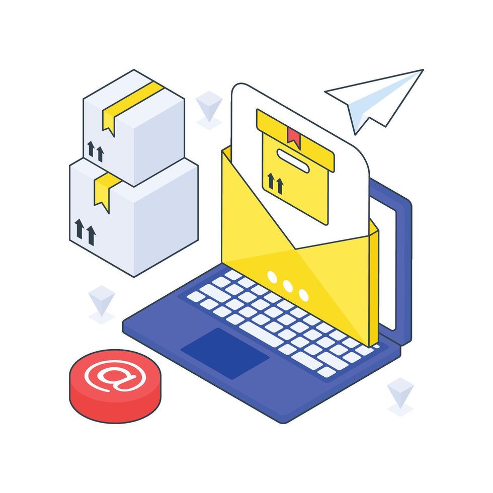 Logistic Mail isometric Colored illustration vector