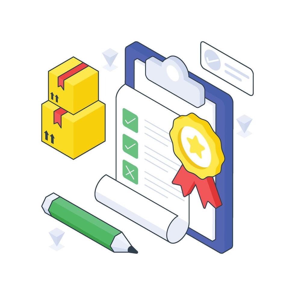 Parcel Quality Checklist isometric Colored illustration vector