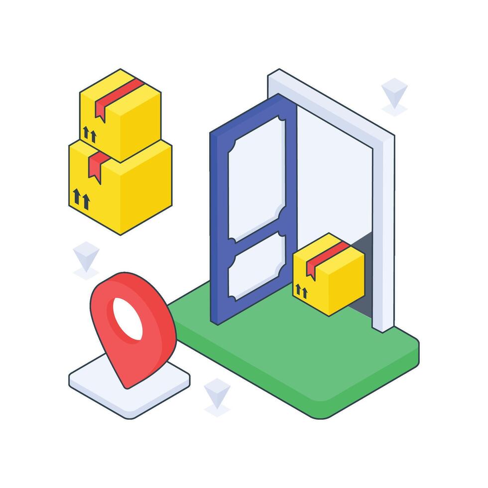 Door To Door Delivery isometric Colored vector