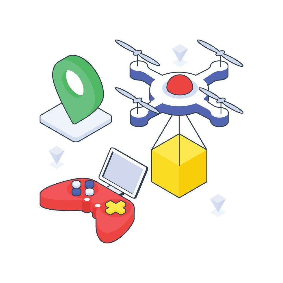 Drone Delivery order isometric Colored illustration vector