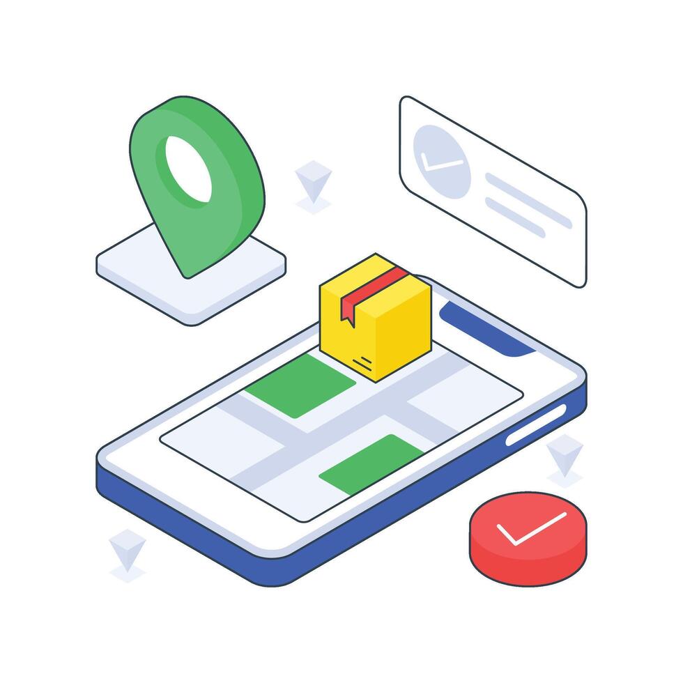 Location Confirmation isometric Colored illustration vector