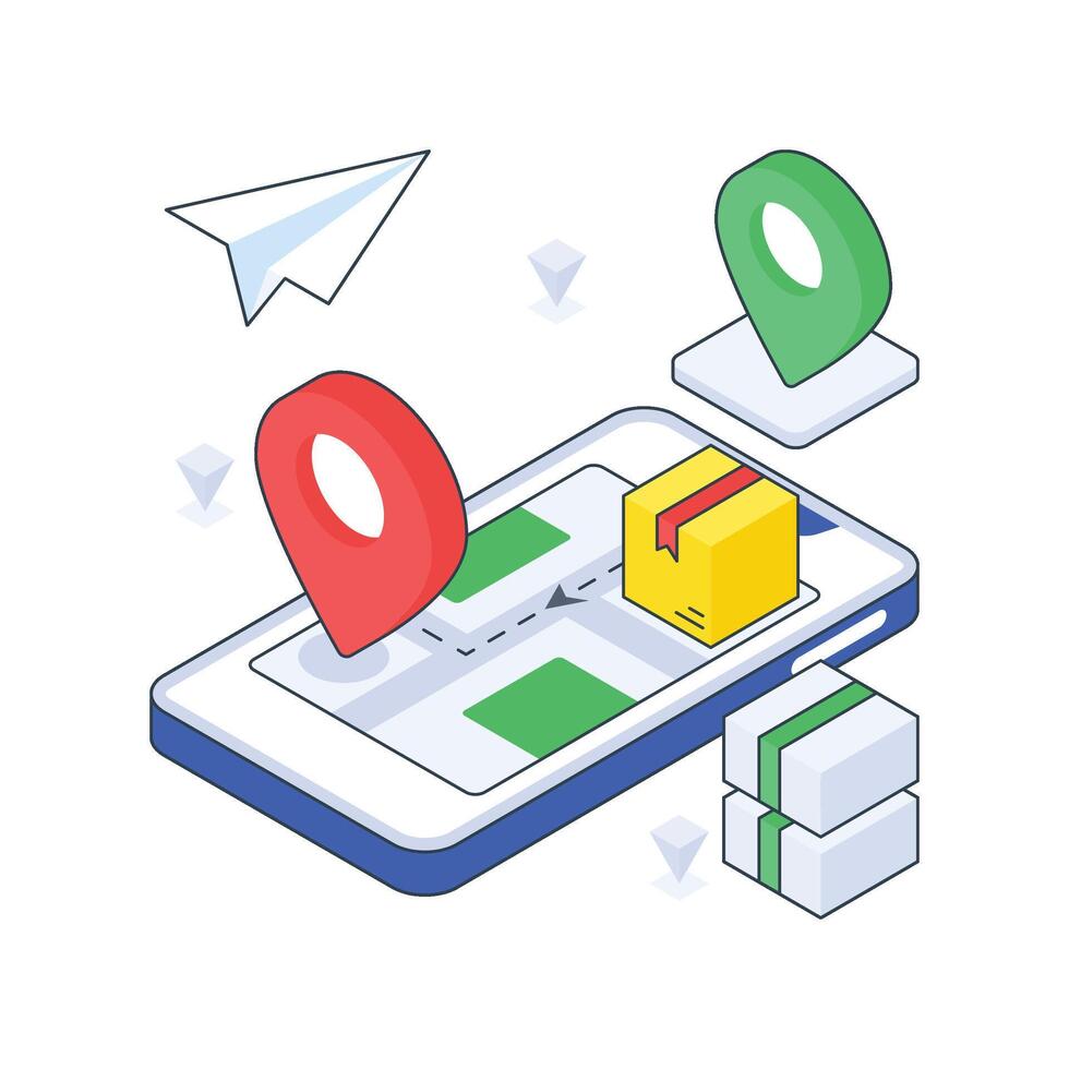 Delivery Route isometric Colored illustration vector